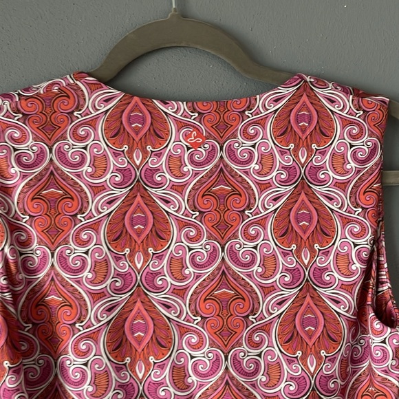 Prana Surplice Dress in Orange & Pink Paisley - Sleeveless - Twist Sash - size M - Picture 7 of 8